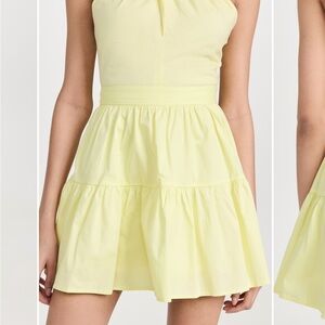 NWT Staud Sea Mini Skirt in Sunray Yellow Cotton Side Zipper Size 8